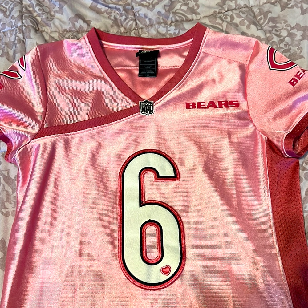 Number 6 Jay Cutler Chicago Bears pink breast cancer awareness jersey. Women MED